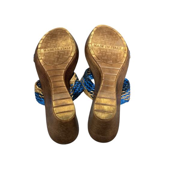 Italian Shoemakers Braided Blue Tan Wedge Slide
Sandals Made in Italy Size 10 - Picture 5 of 5